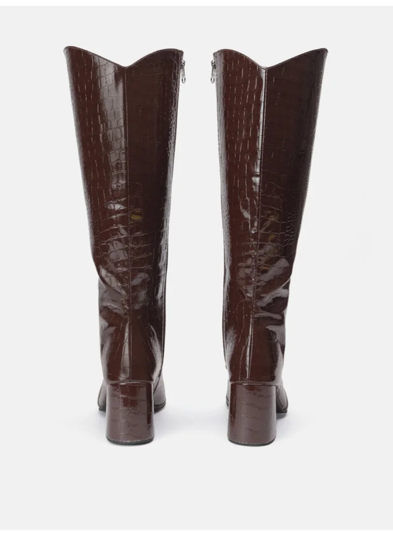 ZORIWORLD  Zoriworld Dezire Brown Boots 3'' Heel Rubber Sole for Women | Best Price UAE